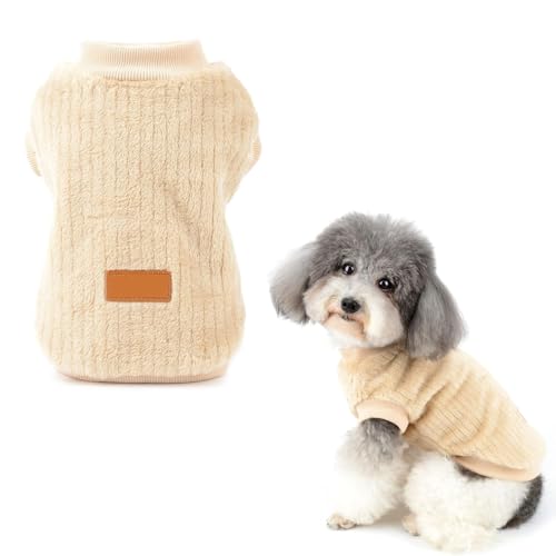 Norhogo Hundekleidung, Plüschpullover, Hundepullover, Weste, Haustier, weich, bequem, Rollkragen, gestrickt, Welpenkleidung, Welpen, Hunde, Pullover für Hunde, Welpen, Katzen (Khaki, S) von Norhogo