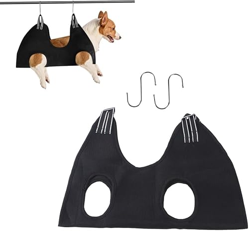Norhogo Hundepflege Hängematte Set für Hunde und Katze, Hundehängematten-Rückhaltetasche mit 2 Haken in S-Form, Geschirr für Hunde Atmungsaktive Hängegeschirr für Nageltrimmen, Fellpflege, S(Schwarz) Norhogo Hundepflege Hängematte Set für Hunde und Katze, Hundehängematten-Rückhaltetasche mit 2 Haken in S-Form, Geschirr für Hunde Atmungsaktive Hängegeschirr für Nageltrimmen, Fellpflege, S(Schwarz) von Norhogo