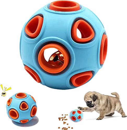 Norhogo Hundespielzeug Ball Unzerstörbar, Hundespielzeug Ball, Hundeball aus Naturkautschuk, Quietschend Interaktives Kauspielzeug, mit Glocke Spielball für Hunde Bissfest Hundespielzeug Ball von Norhogo