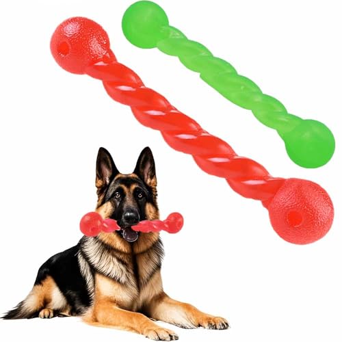 Norhogo Hundespielzeug für Zähne, Gummi Spirale Kauknochen Ungiftig, 2 Pieces Gummispirale Kauknochen, für große kleine Hunde, reinigt die Zähne und massiert das Zahnfleisch (Red/Green) von Norhogo