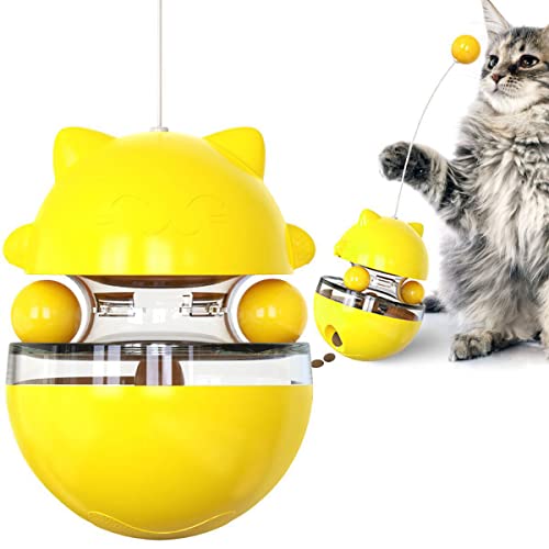 Norhogo Interaktives Katzen Spielzeug Spielzeug für Katzen,Katzen Intelligenzspielzeug,Intelligenz Katzenspielzeug, Spielzeug Bälle für Langsam Fütterung Training Nahrungsuche（Gelb） von Norhogo