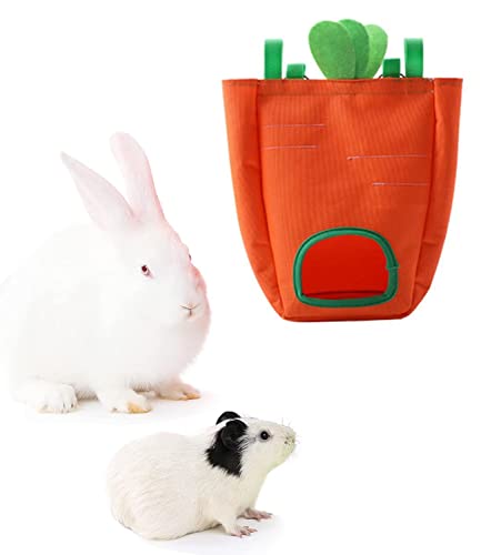 Norhogo Kaninchen Futterspender, Kaninchen Heutasche Niedlich Karotte Meerschweinchen Heutasche Futterstation Hängend Beutel Fütter für Kleine Tiere Hase Chinchilla Hamster von Norhogo
