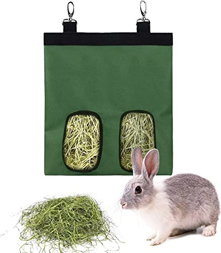 Norhogo Kaninchen Heutasche Meerschweinchen-heutasche Kaninchen Futterspender Kleintiere Heutasche Futtersack für Hase Chinchilla Hamster Kleine Tiere(2 Fenster, Grün) von Norhogo