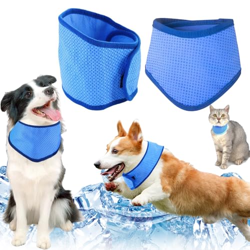 Norhogo Kühlendes Halsband für Hunde, atmungsaktiv, sofort kühlend, verstellbar, für den Sommer, Eishalsband, Hundehalskragen, kühlender Halstuch, kühlendes Halstuch für Welpen, Katzen, Blau, Größe M von Norhogo