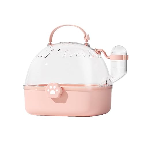 Norhogo Tragbare Hamster-Reise-Trage Box Reisebox Tragekäfig, Meerschweinchen-Tragetasche Tragetasche für Kleintiere mit Wasserflasche, für kleine Haustiere, Rennmäuse, Mäuse, Zwerghamster (Rosa) von Norhogo