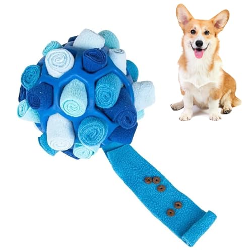 Norhogo Tragbarer Haustier Schnupfen Ball für Hunde, Hundespielzeug zum Schnüffeln, pädagogischer Ball zum Schnüffeln und Auslaufen von Futter für Kleine Mittelgroße Hunde Haustier (Blau) von Norhogo