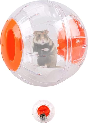 Norhogo Transparent Hamster Laufball Joggingball, Hamsterball, Hamster Run Ball, Hamsterrad Übungsball, Aktivitätsspielzeug Fitnessball für Hamster-Kleintiere & Mäuse, Kunststoff - 12cm, Orange von Norhogo