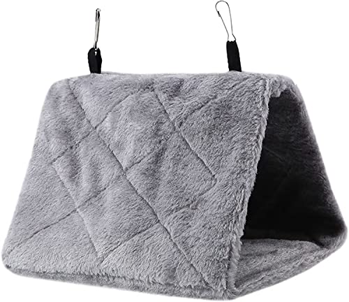Norhogo Vogel Papagei Hängematte Hängende Höhle Käfig Zelt Weiche Plüsch Hängematte hängenden für Vögel Papagei Winter Warmes Bett Haustier Spielzeug(M-Grau) von Norhogo