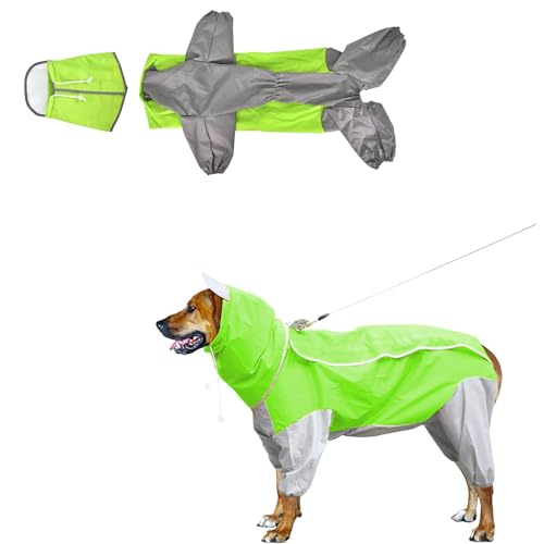 Norhogo Wasserdichter Hundemantel mit Kapuze, Verstellbarer, wasserdichter Poncho, leichte, schnell trocknende Regenjacke für Hunde, mittlere/große Größe (26, grün) von Norhogo