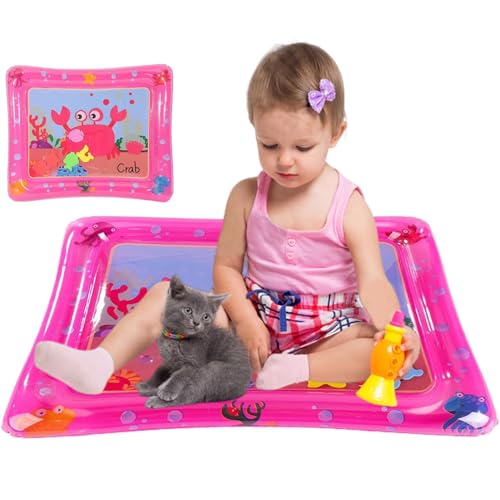 Norhogo Wasserspielmatte für Haustiere, Wasser-Matte Kat-ze, Sommerliche Verdickte Spielwasser-Sensormatte Wassersensorische Spielmatte, für Kleine Hunde Und KatzenWater Sensory Play Mat Cat Rosa von Norhogo