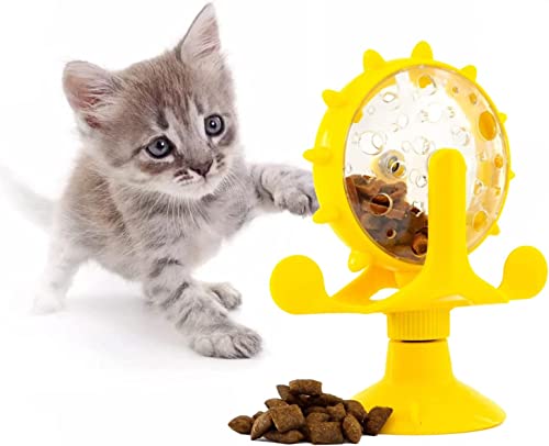 Norhogo Windmühle Katzenspielzeug, Katzenspielzeug Futterspender, Futterturm für Katzen, Futterautomat für Katzen, mit Saugnapf und Undichtem Loch, Katzenzubehör für die Wohnung von Norhogo