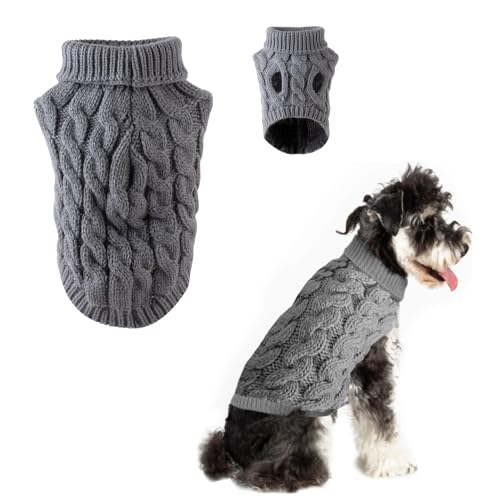 Norhogo Winter Haustier Kleidung Hund Pullover Kleidung, Hund Sweater Weste Haustier Weiche Bequeme Rollkragen Gestrickte Welpenkleider, für Kleine Mittlere Große Hund Welpen Katze (L, Grau) von Norhogo