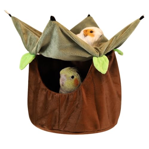 Norhogo Zwei Schichten Vogel-Papageienbett-Nest, Ratten Hängematte, Warm Kleintierbett, Käfig Hängendes Bett für Kleintiere mit Haken für Eichhörnchen, Chinchillas und Hamster (braun) von Norhogo