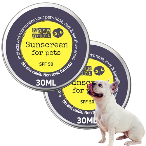 Noseprint 2 x Sonnenbalsam LSF 50 für Tiere – Sonnenschutz, ungiftig, 2 x 30 ml | Feuchtigkeitscreme mit UV-Schutz für Hunde und Katzen | Sonnenbalsam, Schnauze & Pfoten von Noseprint