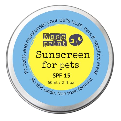 Noseprint LSF 15 Sonnenschutz-Balsam für Haustiere, 60 ml, Öko-Dose, feuchtigkeitsspendender Sonnenschutz für Hunde und Katzen, ungiftige Formel, Hunde-Nasenbalsam, Hundepfotenbalsam, Sonnencreme, von Noseprint