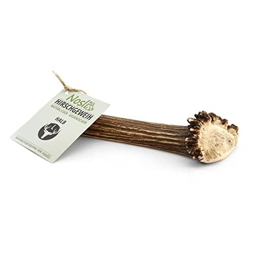 Nosli Geweih für Hunde Halb • Hirschgeweih • Abwurfstangen Geweihsnack • Kauknochen • L (80-120g) 3er Pack von Nosli