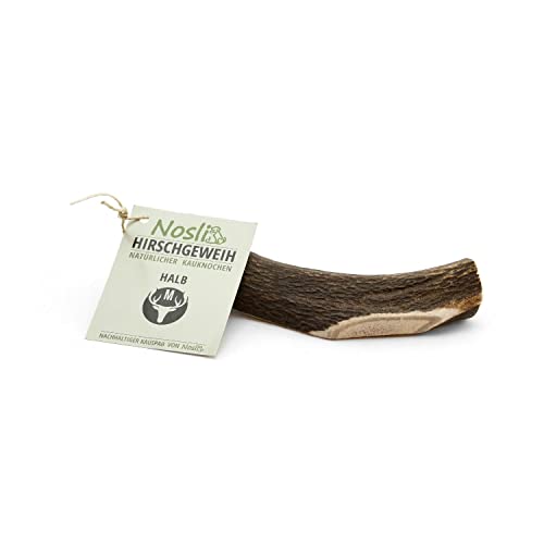 Nosli Geweih für Hunde Halb • Hirschgeweih • Abwurfstangen Geweihsnack • Kauknochen • M (50-80g) von Nosli