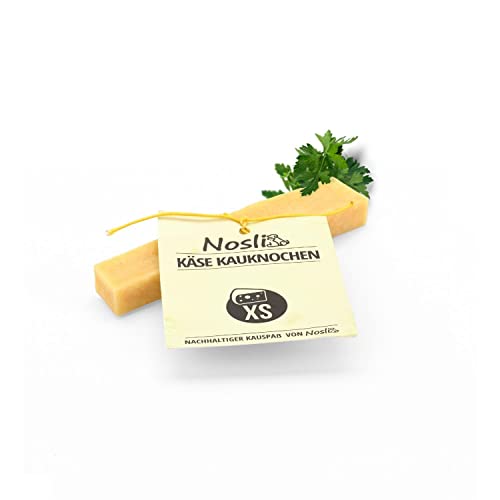 Nosli Käseknochen Hund • Natürlicher Käse für Hunde • Kauknochen aus Hartkäse • Käse Kauknochen aus Kuhmilch • Kauspaß & Zahnpflege • XS (10-30g) von Nosli