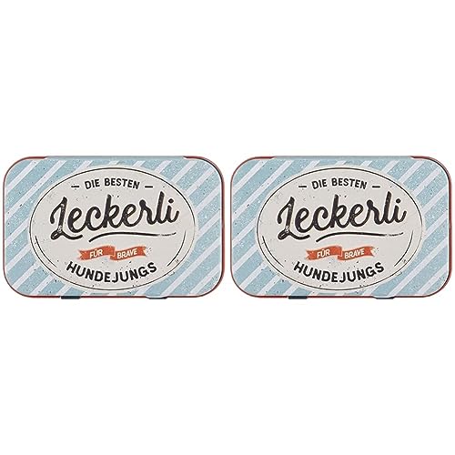 Nostalgic-Art 82108 Retro Leckerli-Dose PfotenSchild – Hundejungs – Geschenk-Idee für Hunde-Besitzer, Blech-Box für unterwegs, Vintage-Design (Packung mit 2) von Nostalgic-Art