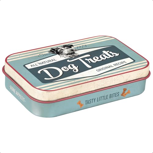 Nostalgic-Art Retro Leckerlidose, 6 x 9,5 x 2 cm, PfotenSchild – Dog Treats Blue – Geschenk-Idee für Hunde-Besitzer, Original Lizenzprodukt (OLP), Hundeleckerli-Dose, Vintage Design von Nostalgic-Art