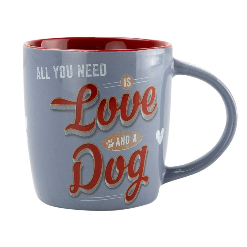 Nostalgic Art Kaffeebecher Love Dog blau-rot, Höhe: ca. 9 cm, Durchmesser:  ca. 8,5 cm von Nostalgic-Art
