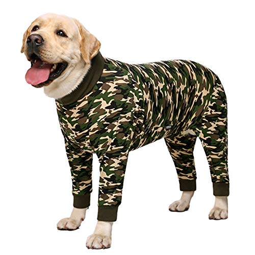 Hundekleidung, schöner, elastischer Hunde-Pyjama, Schlafkleidung, Anti-Haar, staubdicht, vierbeinig, Kleidung für mittelgroße Hunde, große Hunde (36, grüne Tarnung) von Nother