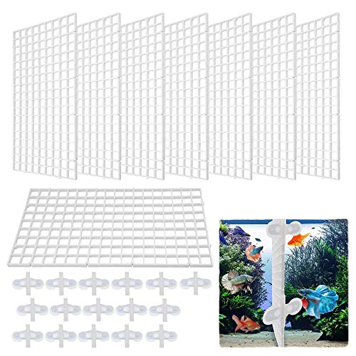 xianzhanEU 8 STK Aquarium Trennwand, Kunststoffgitter Platte für Aquarium Unten Box, mit 16 × Divider Saugnapf (Weiß) von xianzhanEU