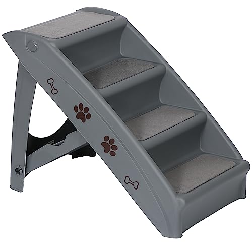 Hundetreppe zum Bett Haustiertreppe Hundetreppe Hundetreppe für kleine Hunde Waschbarer Teppich Haustiertreppe für Hochbett Faltbare Kunststoff-Haustiertreppen (Grau) von Nova Microdermabrasion