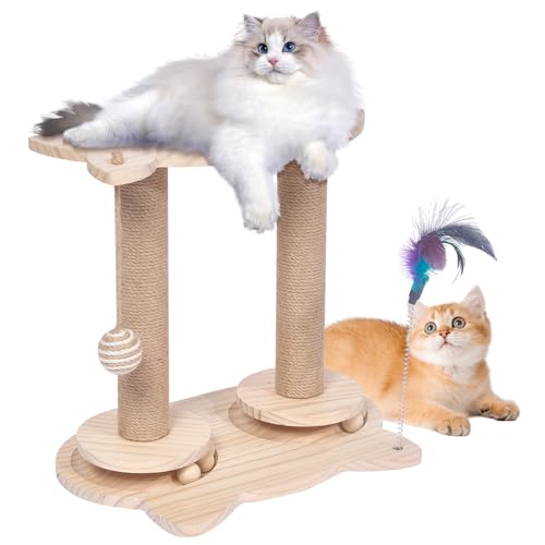 Kratzsäulen für Katzen, Novelfun Katzenspielzeug Holzsockel Spielzeug Katzenbaum mit Federn und Sitzstange für Kleine und Mittlere Erwachsene Katzen Kratzsäulen für Katzen, Novelfun Katzenspielzeug Holzsockel Spielzeug Katzenbaum mit Federn und Sitzstange für Kleine und Mittlere Erwachsene Katzen von Novelfun
