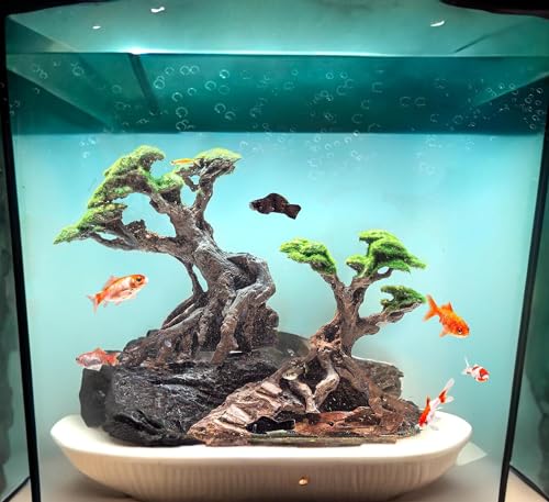 Novelsite Aquarium-Dekoration, große Bonsai-Bäume mit künstlichem Moos, Treibholz für Aquarium-Baumpflanzen, orientalische Aquarium-Dekoration von Novelsite