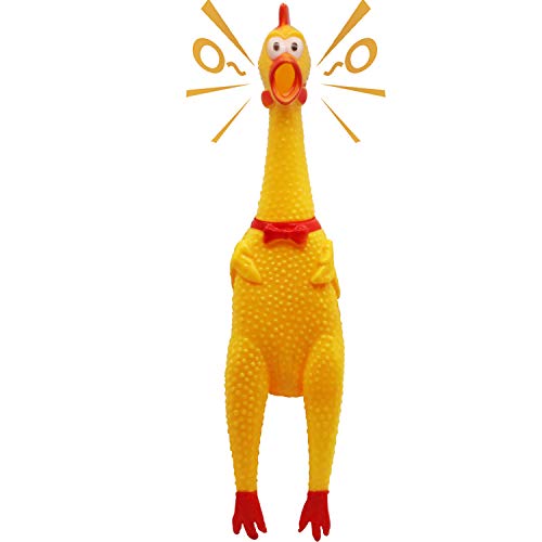 Novelty Place [Extra Load Squawking Chicken Hundespielzeug - Large 16 "- Yellow Rubber Squeeze Quietschendes und schreiendes Huhn Haustiere oder Kinder von Novelty Place