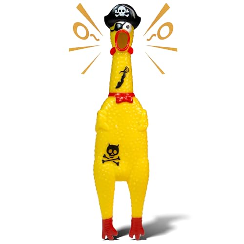 Novelty Place Hundespielzeug „Quietschhuhn“ in Form eines kreischenden Piratenhuhns – 30 cm großes, gelbes Gummihuhn mit Quietsch- und Schreifunktion Haustiere oder Kinder Novelty Place Hundespielzeug „Quietschhuhn“ in Form eines kreischenden Piratenhuhns – 30 cm großes, gelbes Gummihuhn mit Quietsch- und Schreifunktion Haustiere oder Kinder von Novelty Place