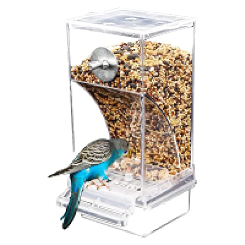 Vogelfütterung automatisches Futtermittel Keine Unordnung Vogelfütterung Acryl Saatgut Futterbehälter Automatisches Papageienfutter Trinker Käfig-Zubehör von Novent