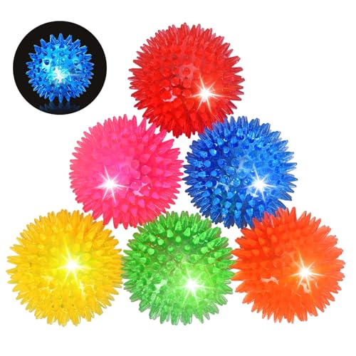 Hundespielzeug mit LED-Licht, 6,3 cm, langlebig, interaktives Apportierspielzeug für aggressive Kauer, BPA-frei, ungiftig, stachelige Kaubälle, 6 Stück Hundespielzeug mit LED-Licht, 6,3 cm, langlebig, interaktives Apportierspielzeug für aggressive Kauer, BPA-frei, ungiftig, stachelige Kaubälle, 6 Stück von Novkin