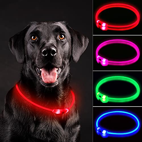 Novkin LED-Hundehalsband, wiederaufladbar, leuchtendes Hundehalsband, IP67 wasserdicht, für nächtliche Spaziergänge, verstellbar, wiederverwendbar, Sicherheitshalskette für kleine, mittelgroße und von Novkin