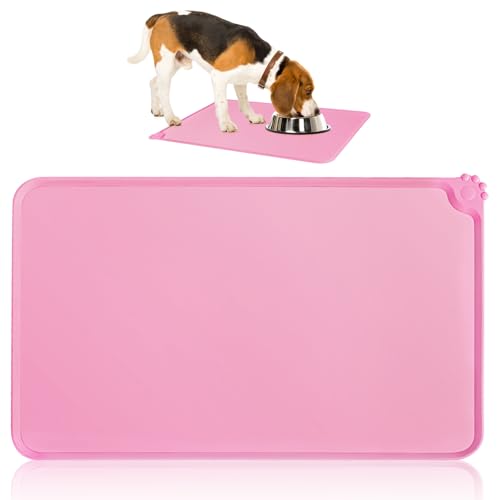 Napfunterlage aus Silikon, antihaftbeschichtet, für Katzen und Hunde, Futternapf, leicht zu reinigen, gegen Spritzer, Schmutz, wasserdicht und rutschfest – Rosa, 48 x 30 cm Napfunterlage aus Silikon, antihaftbeschichtet, für Katzen und Hunde, Futternapf, leicht zu reinigen, gegen Spritzer, Schmutz, wasserdicht und rutschfest – Rosa, 48 x 30 cm von Novstuf