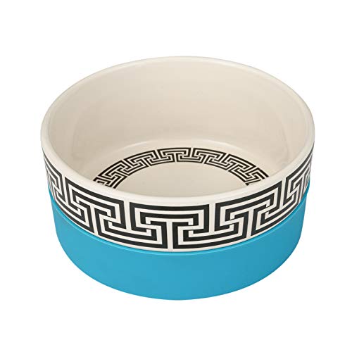 Now House for Pets by Jonathan Adler Now House Griechischer Schlüssel Duo Schüssel – groß, schwarz, weiß und blau von COMOYA