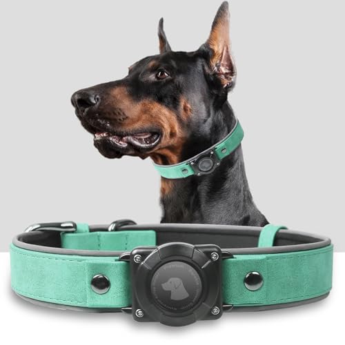 AirTag Hundehalsband, Leder, mit Airtag-Halterung, IPX8, wasserdicht, reflektierend, hochwertig, verstellbar, weich gepolstert, GPS-Tracker-Halsbänder, passend für mittelgroße und große Hunde AirTag Hundehalsband, Leder, mit Airtag-Halterung, IPX8, wasserdicht, reflektierend, hochwertig, verstellbar, weich gepolstert, GPS-Tracker-Halsbänder, passend für mittelgroße und große Hunde von NozlaID