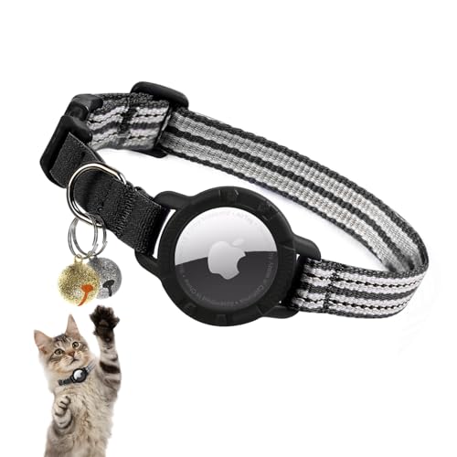 AirTag Katzenhalsband - Reflektierendes Kätzchenhalsband mit integriertem Apple Air-Tag-Halter | Leichtes, elastisches Sicherheitskatzen-Tracker-Halsband mit Glocke für Mädchen, Jungen, Katzen AirTag Katzenhalsband - Reflektierendes Kätzchenhalsband mit integriertem Apple Air-Tag-Halter | Leichtes, elastisches Sicherheitskatzen-Tracker-Halsband mit Glocke für Mädchen, Jungen, Katzen von NozlaID