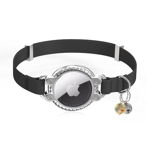 Verbessertes AirTag-Katzenhalsband, sicheres, elastisches Kätzchenhalsband mit Apple-Airtag-Halter, funkelndes Strass-Design, leicht und bequem, Katzen-Tracker-GPS-Halsband für kleine, große Katzen Verbessertes AirTag-Katzenhalsband, sicheres, elastisches Kätzchenhalsband mit Apple-Airtag-Halter, funkelndes Strass-Design, leicht und bequem, Katzen-Tracker-GPS-Halsband für kleine, große Katzen von NozlaID