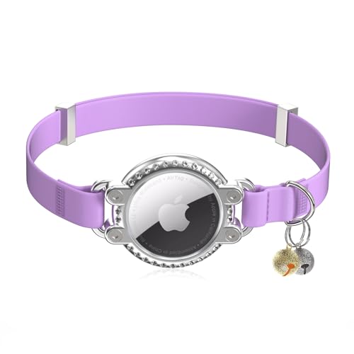 Verbessertes AirTag-Katzenhalsband, sicheres, elastisches Kätzchenhalsband mit Apple-Airtag-Halter, funkelndes Strass-Design, leicht und bequem, Katzen-Tracker-GPS-Halsband für kleine, große Katzen Verbessertes AirTag-Katzenhalsband, sicheres, elastisches Kätzchenhalsband mit Apple-Airtag-Halter, funkelndes Strass-Design, leicht und bequem, Katzen-Tracker-GPS-Halsband für kleine, große Katzen von NozlaID