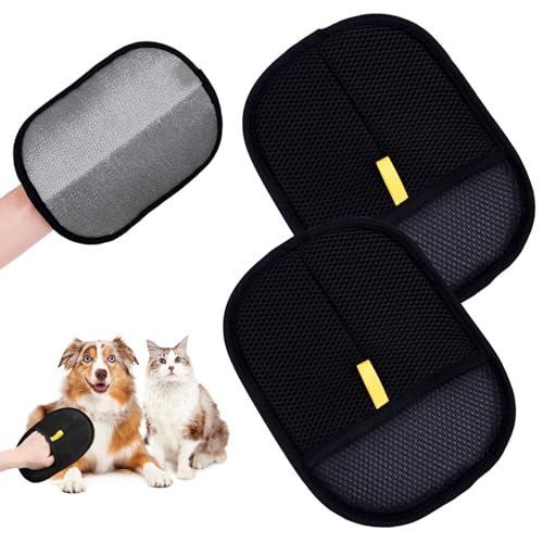Ntwdby Pet Hair Remover Glove, 2 Stück Doppelseitige Antistatische Haustier Handschuhe, Wiederverwendbare Haustier-Pflegehandschuhe, Fellmagnet Katzen Hunde, Für Glattes und Gesundes Fell von Ntwdby