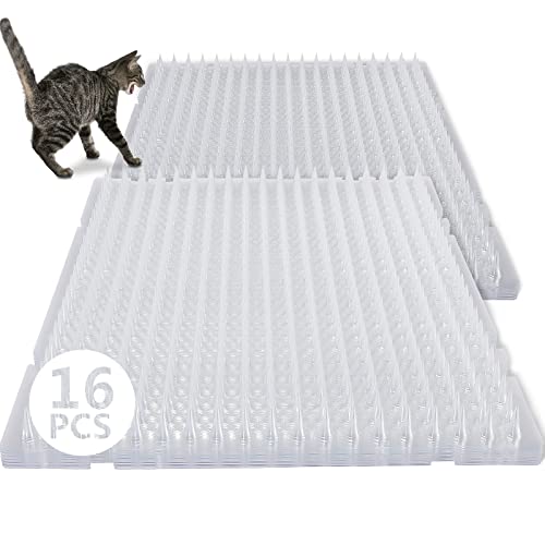 16 Pack Cat Repellent Outdoor Scat Mat Cats Dogs Plastic Mats with Spikes Clear Spiked Deterrent Training Pet Mat Cat Repellent Mats for Indoor Outdoor Supplies, 18.3 Square Feet, 16 x 13 Inch von Nuanchu