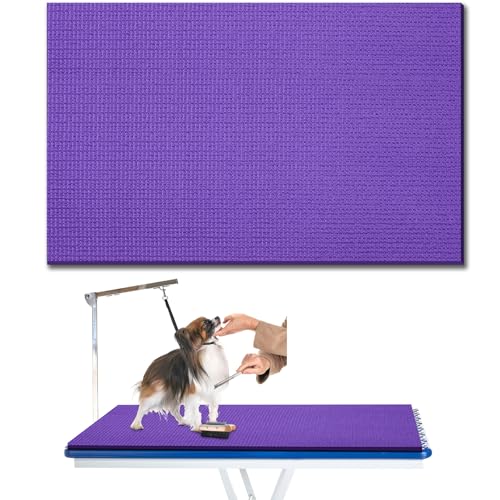 Nuanchu Hundepflege-Tischmatte, dick, rutschfest, 91,4 x 61 cm, PVC und Schaumstoff, für Haustier-Badetisch, gepolsterte Matte für die Fellpflege von Haustieren, Hunden, Katzen zu Hause, Violett von Nuanchu