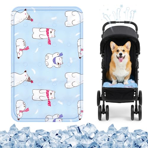 Nuanchu Kühlmatte für Hundewagen, wasserdicht, für den Außenbereich, 30 x 50 cm, waschbar, Sommer-Katzen-Schlafdecke für kleine, mittelgroße Haustiere (bunter Bär) von Nuanchu