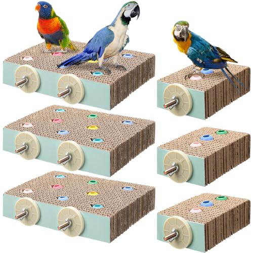 Nuanchu Papageienständer für Papageien, Pappplattform, Pfotenabschleifständer, Papageienkäfig, Spielplatz mit bunten Perlen, Kauspielzeug für Aras, Spatzen, Sittiche, Nymphensittiche, Nymphensittiche von Nuanchu