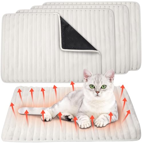 Nuanchu Selbstwärmendes Katzenbett, selbstheizend, 45,7 x 61 cm, extra warme Thermo-Haustierunterlage für drinnen und draußen, Haustierhäuser mit abnehmbarem, waschbarem Bezug, rutschfest, 4 Stück von Nuanchu
