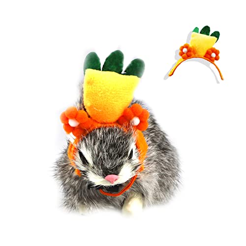 Nuatpetin Kopfbedeckung für kleine Tiere mit Quaste, niedliche lustige Kaninchen-Kopfbedeckung, Hasen-Kostüm-Stirnband, verstellbarer Kordelzug, Haustierpflegezubehör für Chinchilla, Welpen, Cosplay von Nuatpetin