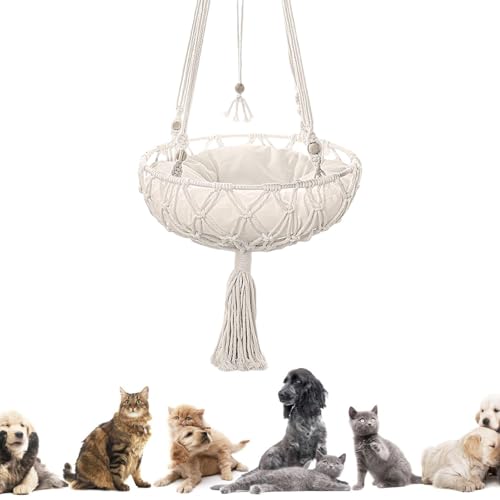 Nubamzy Makramee-Katzen-Hängematte für Fenster, handgewebtes Makramee-Schaukelbett – Bohemian-handgewebtes Design, Haustier-Katzen-Hängematte für Wand, Decke, Balkon, Schlafzimmer, Arbeitszimmer Nubamzy Makramee-Katzen-Hängematte für Fenster, handgewebtes Makramee-Schaukelbett – Bohemian-handgewebtes Design, Haustier-Katzen-Hängematte für Wand, Decke, Balkon, Schlafzimmer, Arbeitszimmer von Nubamzy