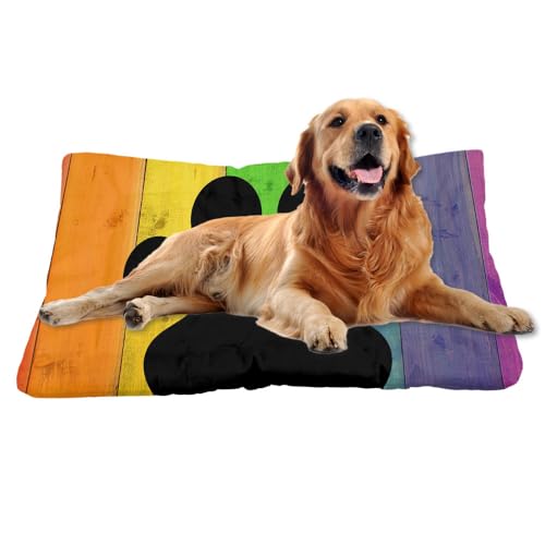 Nudoraw Hundebett Grosse Hunde,Hundekissen Grosse Hunde,Hundebetten für Große Hund,Hundekörbchen,Hundebett Waschbar,Hundekorb,Dog Bed,Hundematte Waschbar,Katzenkissen,Tierpfoten-Muster,91x61cm von Nudoraw
